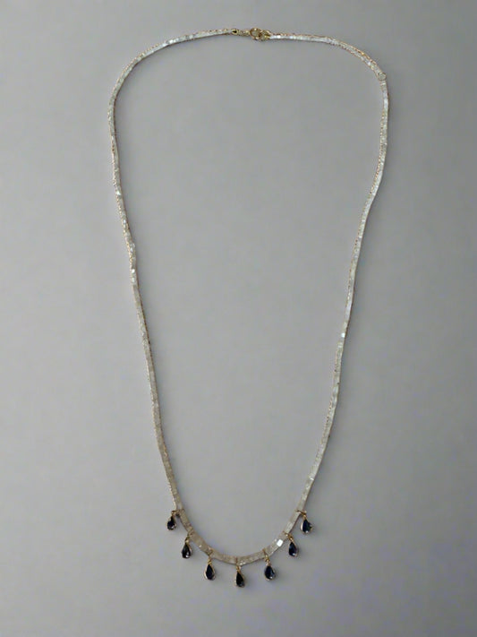 Diamond Bead & Sapphire 18K Gold Necklace