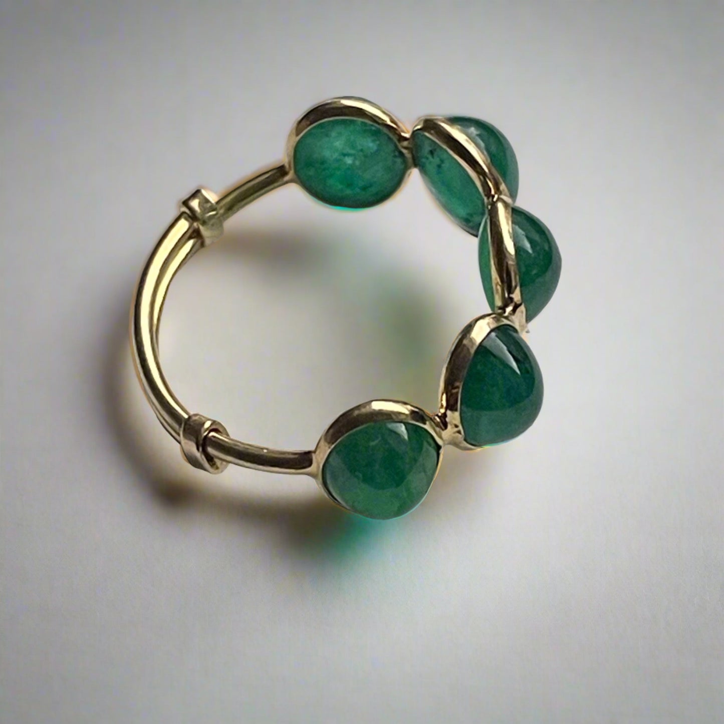 18K Gold Cabochon Emerald Ring