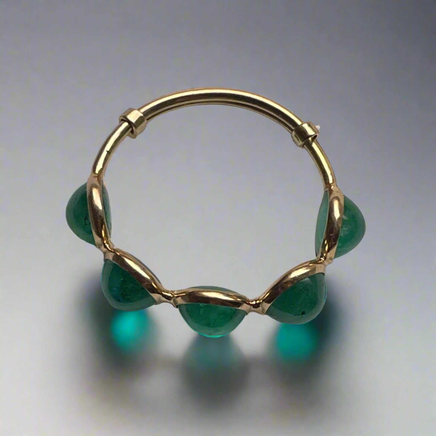 18K Gold Cabochon Emerald Ring