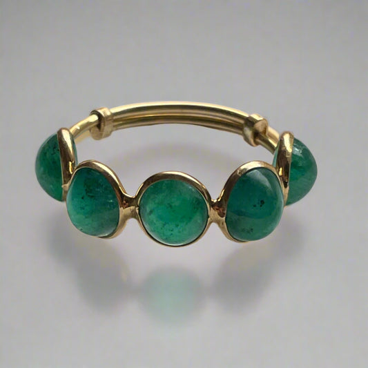 18K Gold Cabochon Emerald Ring