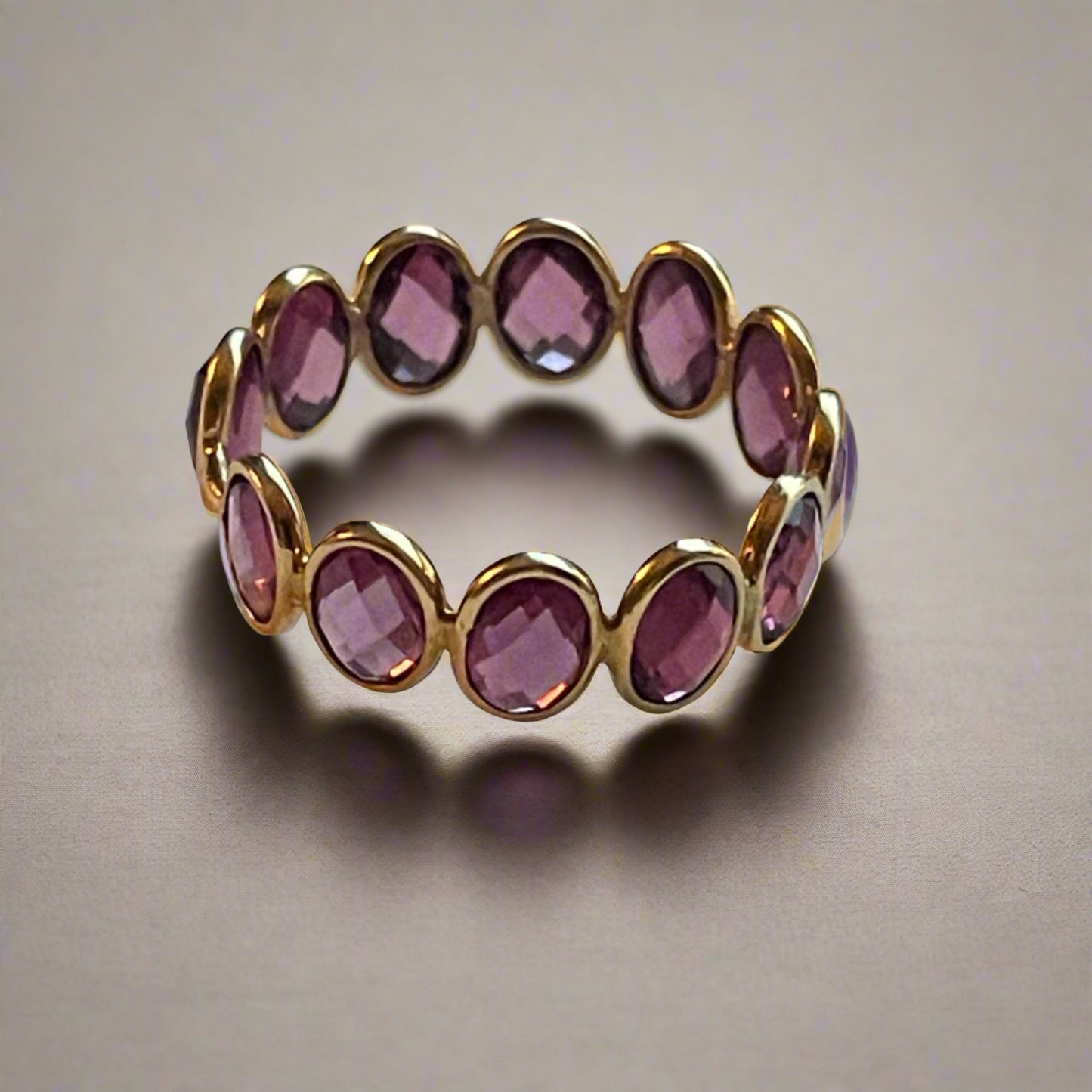 18K Gold Oval Rhodolite Ring