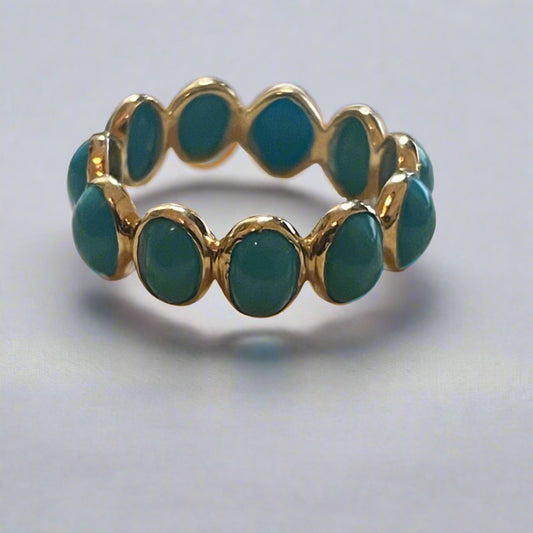 Cabochon Turquoise 14K Gold Eternity Band Ring