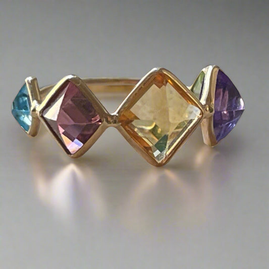 Multi-Gemstone 18K Gold Ring